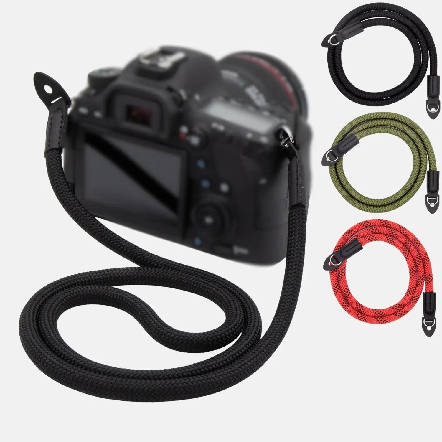 Kameragurt in Seil-Optik für Canon Nikon Sony uvm. - Schwarz - Kamera & Foto > Kamerazubehör Kameragurte