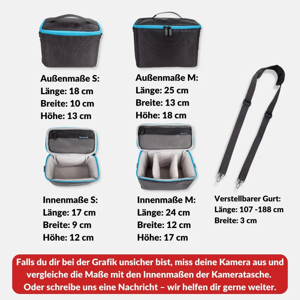 Kameratasche für Spiegelreflex- & Systemkamera modern mit Tragegurt - S (18 x 16 x 10 cm) - Kamera & Foto >