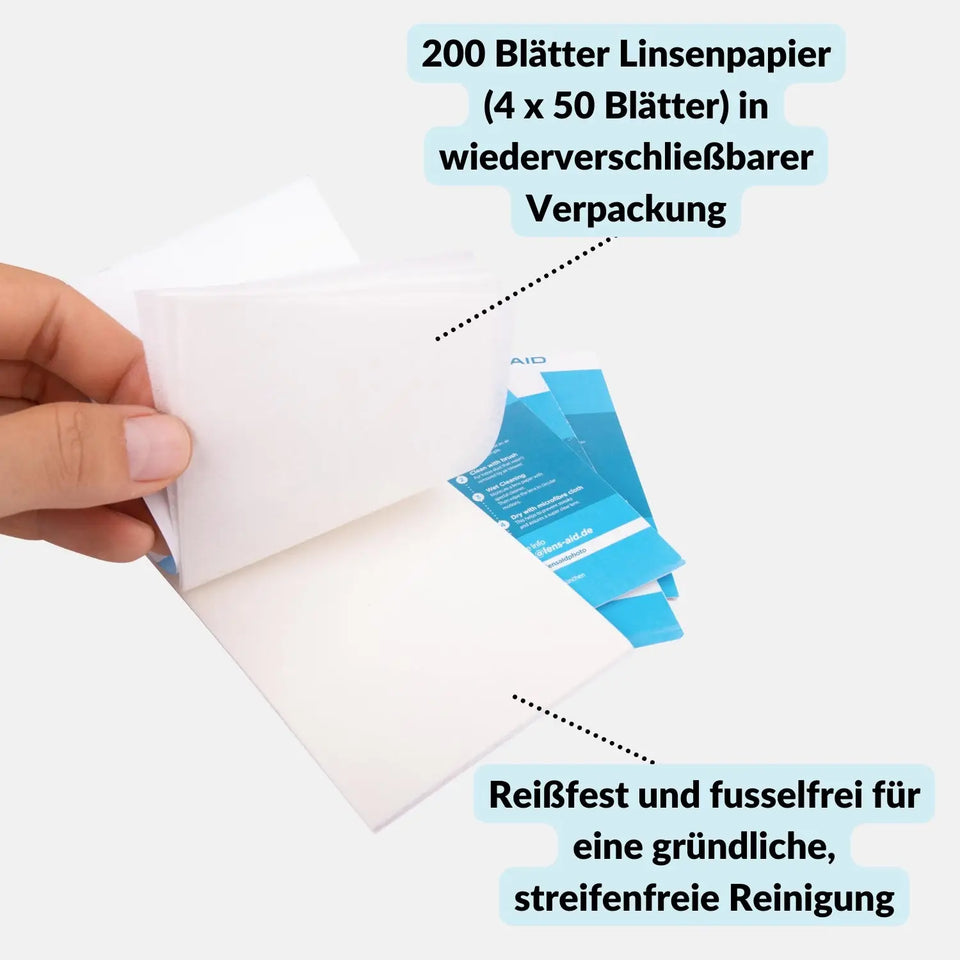 Linsenpapier 200 Blatt – reißfest für Objektiv & Filter - Kamera Foto > Kamerazubehör Kamerareinigung Reinigungszubehör