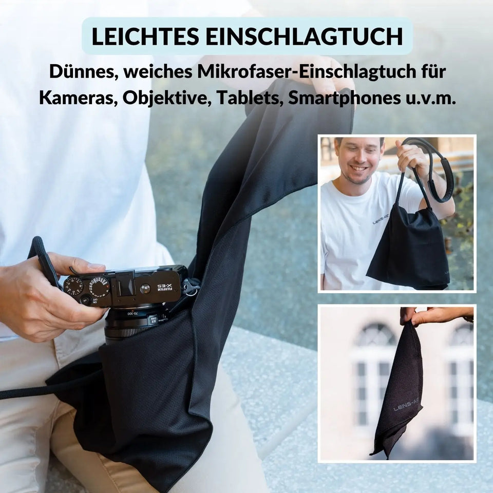 Mikrofaser Einschlagtuch für Kamera & Objektiv Schwarz - Foto > Kamerazubehör Kamerataschen Hüllen