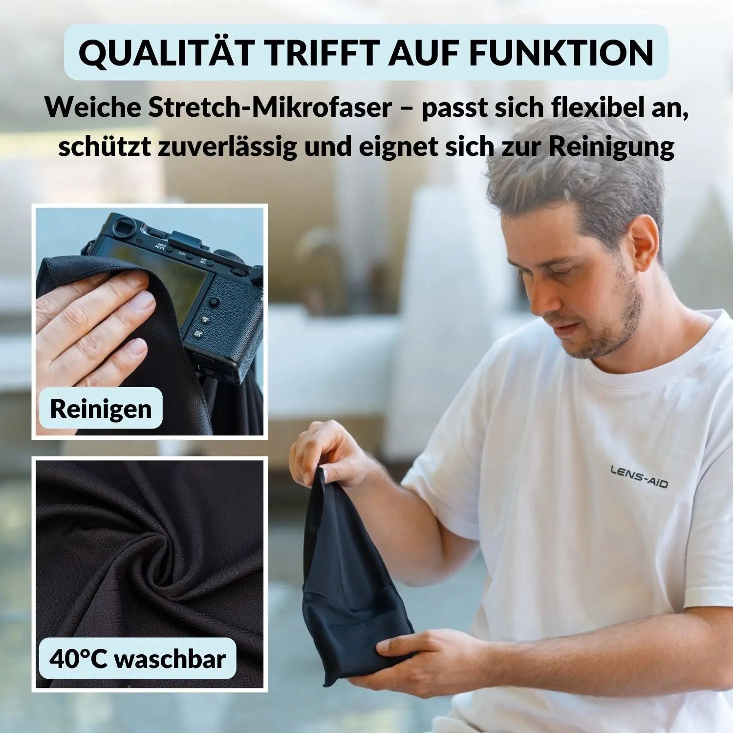 Mikrofaser Einschlagtuch für Kamera & Objektiv Schwarz - Foto > Kamerazubehör Kamerataschen Hüllen