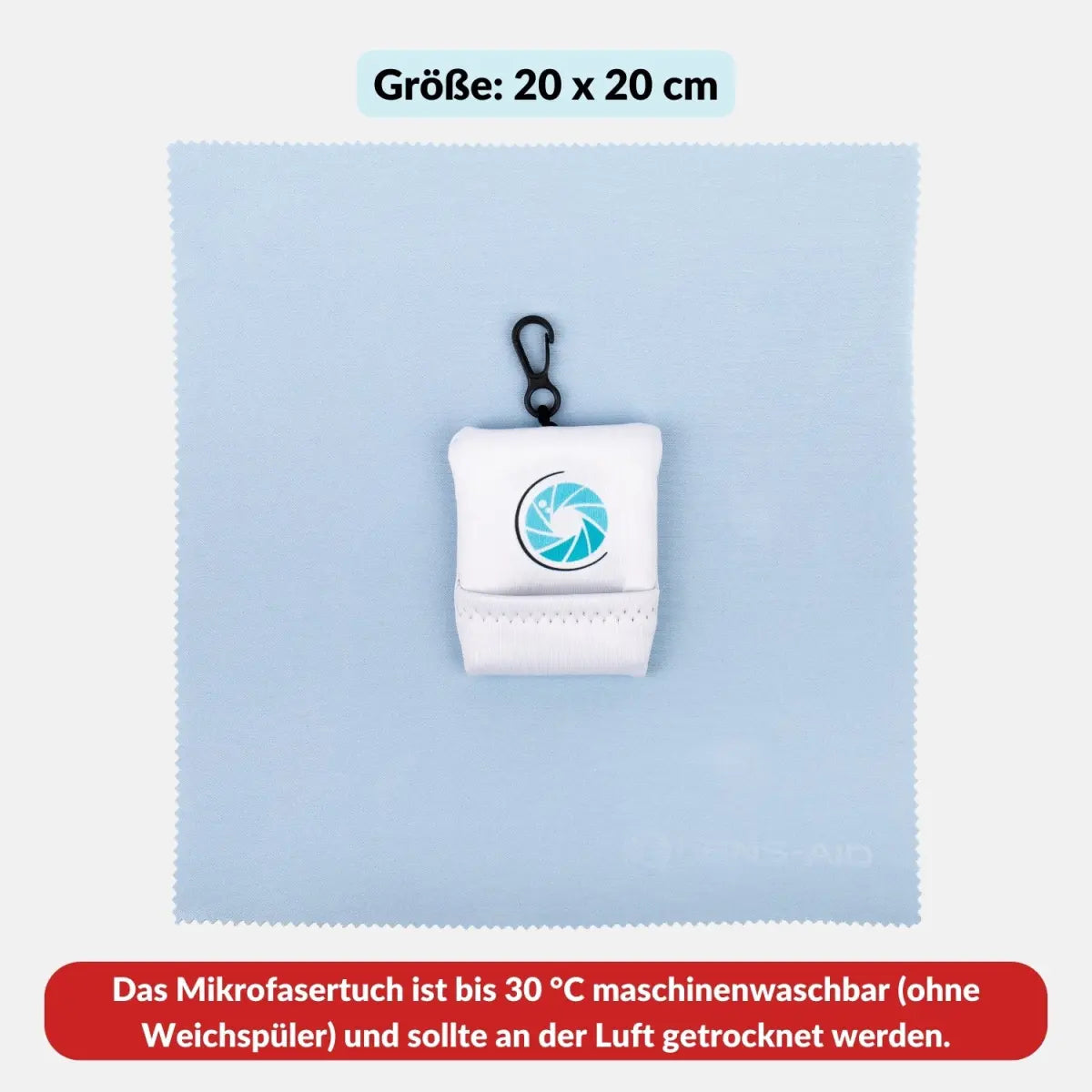Mikrofaser Reinigungstuch mit Beutel und Karabiner - Kamera & Foto > Kamerazubehör > Kamerareinigung > Mikrofasertücher