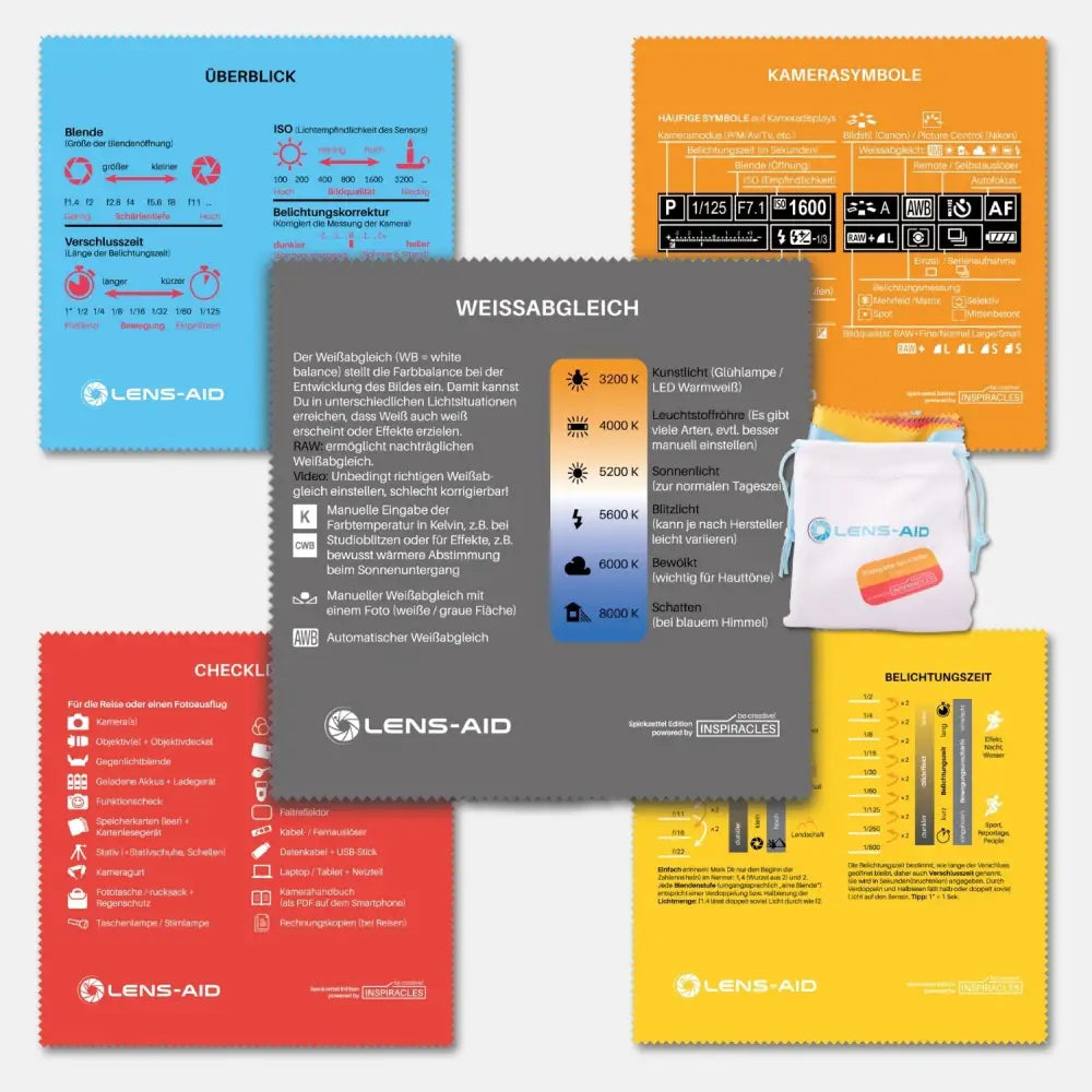 Mikrofaser-Reinigungstücher ’Inspiracles Spickzettel Edition’ - Kamera & Foto > Kamerazubehör > Kamerareinigung >