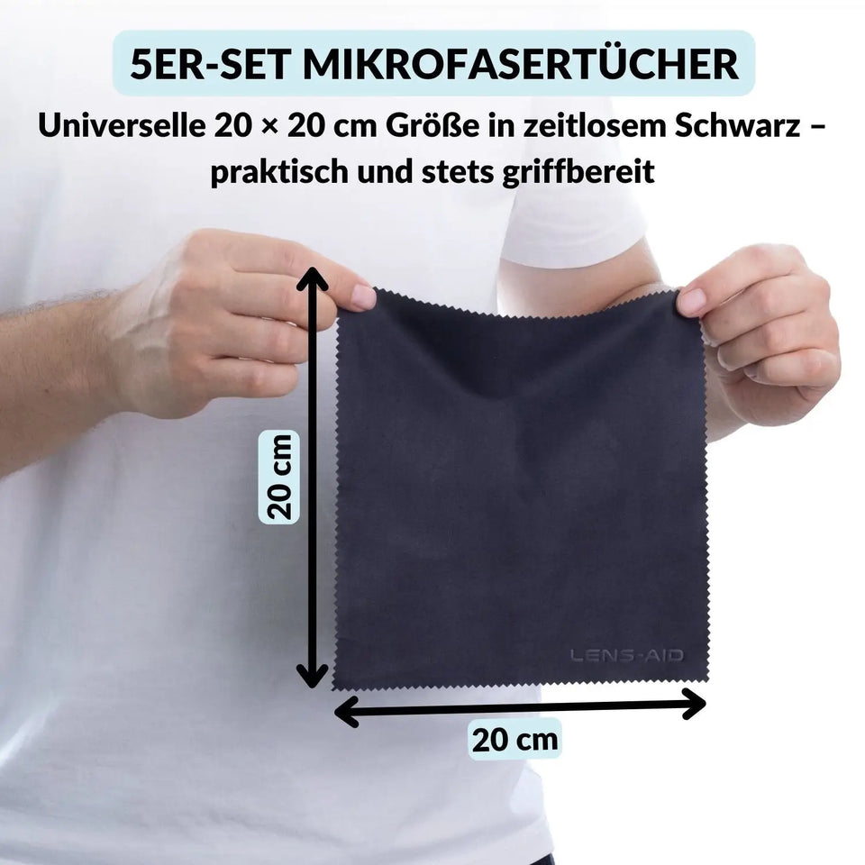 Mikrofasertücher 5er-Set 20x20 cm Schwarz – fusselfrei & waschbar - Kamera Foto > Kamerazubehör Kamerareinigung