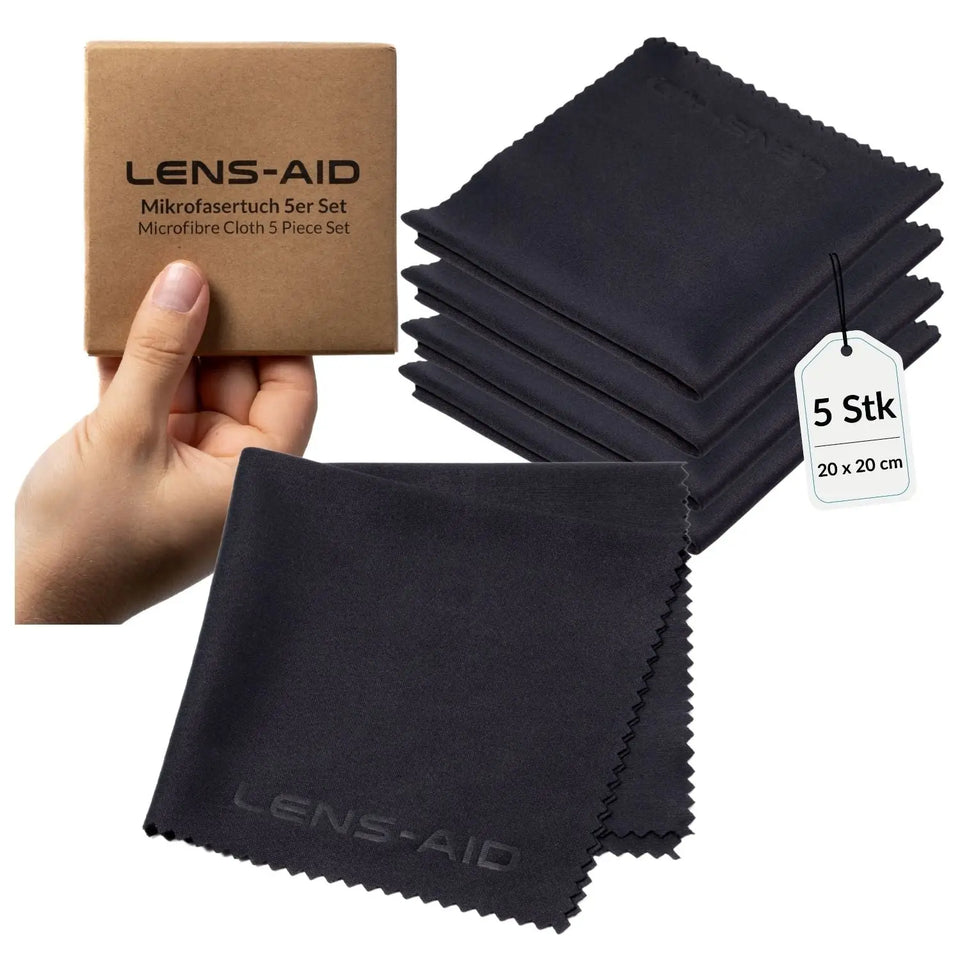 Mikrofasertücher 5er-Set 20x20 cm Schwarz – fusselfrei & waschbar - Kamera Foto > Kamerazubehör Kamerareinigung