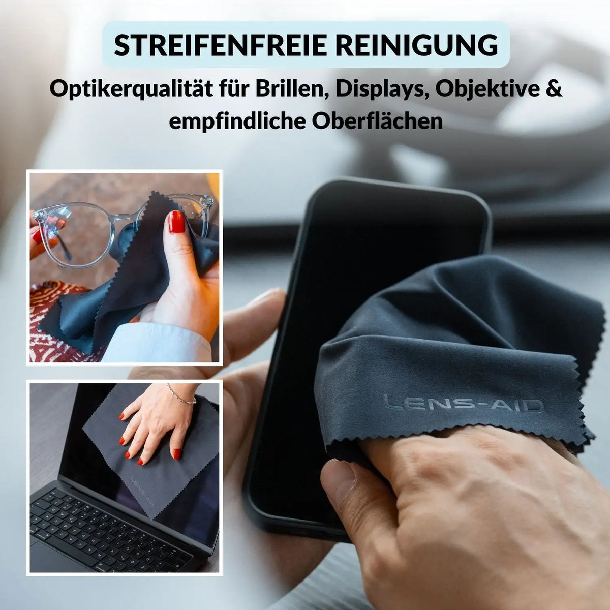 Mikrofasertücher 5er-Set 20x20 cm Schwarz – fusselfrei & waschbar - Kamera Foto > Kamerazubehör Kamerareinigung