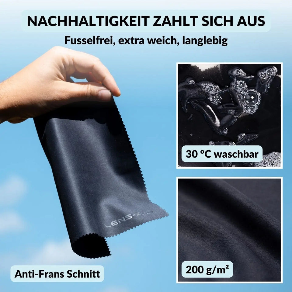 Mikrofasertücher 5er-Set 20x20 cm Schwarz – fusselfrei & waschbar - Kamera Foto > Kamerazubehör Kamerareinigung