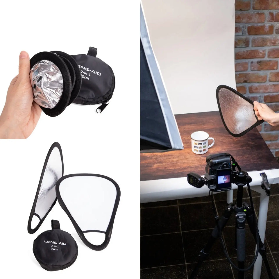 Mini-Faltreflektor (30 cm) zur optimalen Ausleuchtung kleiner Objekte - Kamera & Foto > Fotostudio-Ausrüstung