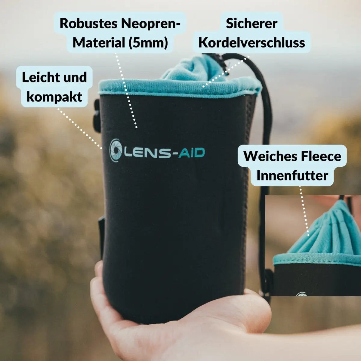 Neopren Objektivbeutel mit Fleece-Fütterung - Kamera & Foto > Kamerazubehör > Objektivzubehör > Objektivtaschen &