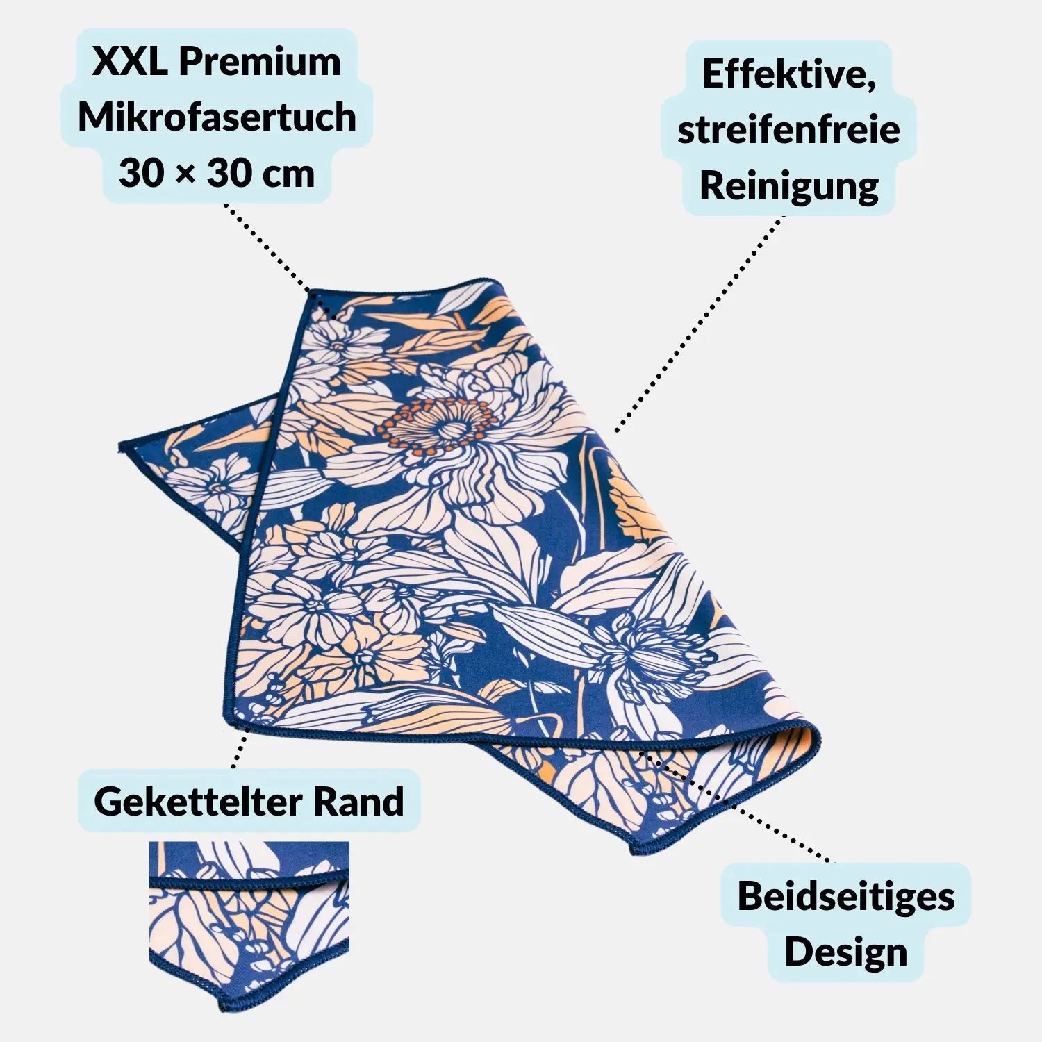 Premium-Mikrofasertuch groß 30x30 cm mit Design für Brille Bildschirm Glas - Kamera & Foto > Kamerazubehör