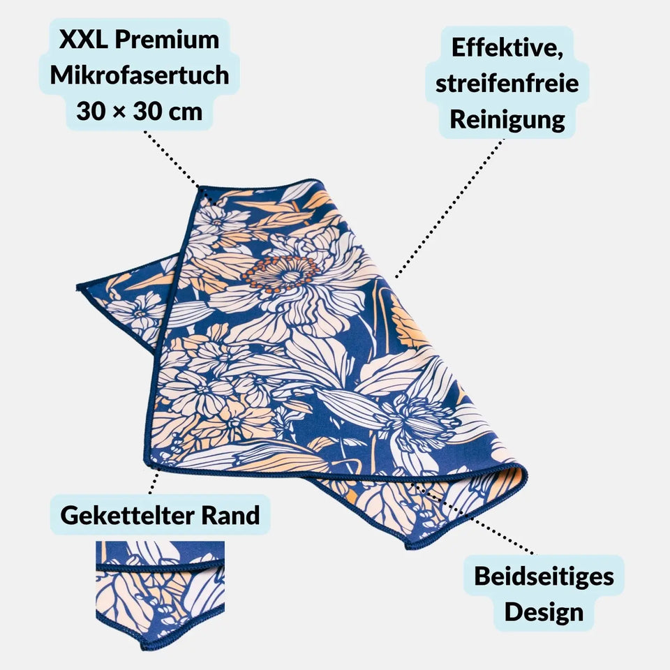 Premium-Mikrofasertuch groß 30x30 cm mit Design für Brille Bildschirm Glas - Kamera & Foto > Kamerazubehör