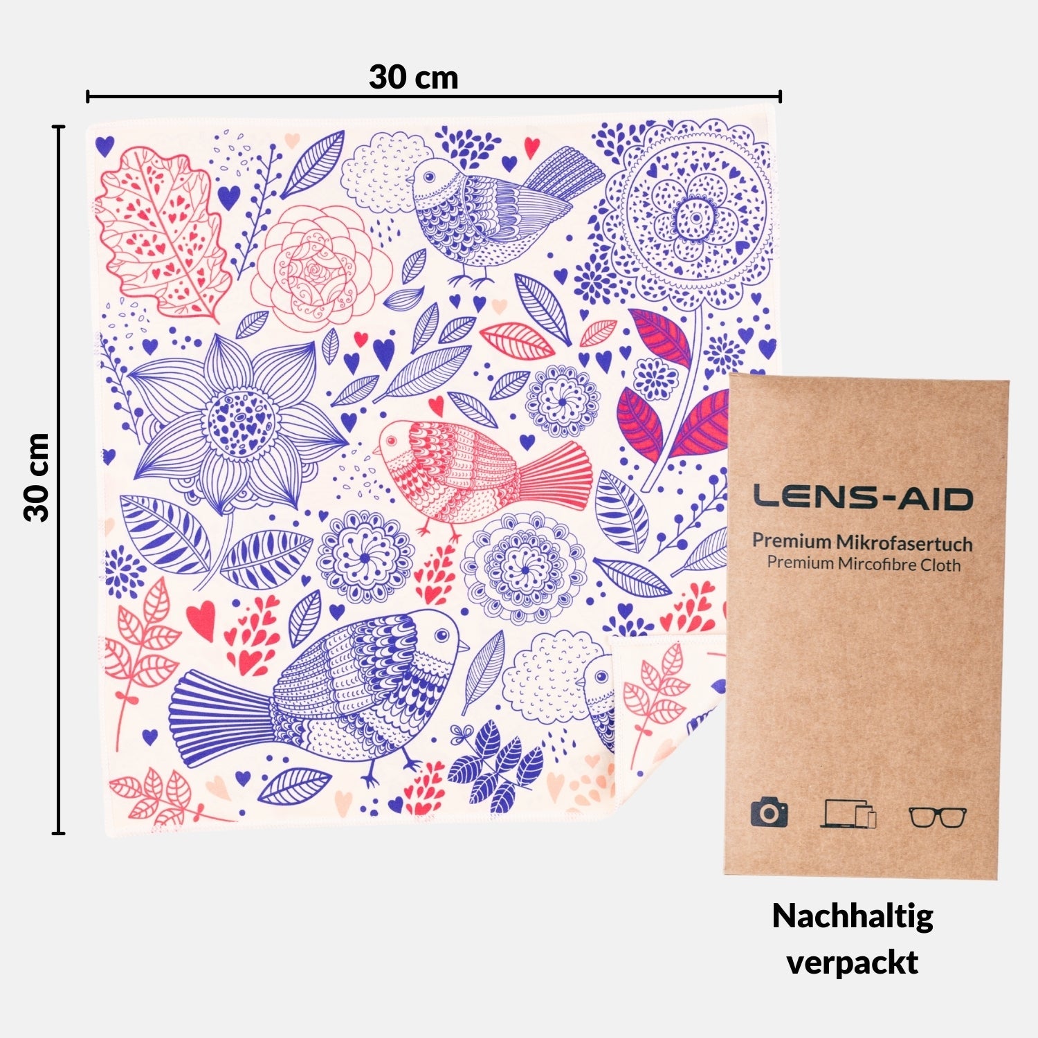 Premium-Mikrofasertuch groß 30x30 cm mit Design für Brille Bildschirm Glas - Kamera & Foto > Kamerazubehör >