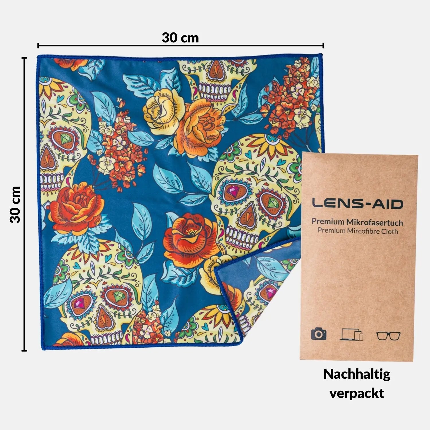 Premium-Mikrofasertuch groß 30x30 cm mit Design für Brille Bildschirm Glas - Kamera & Foto > Kamerazubehör