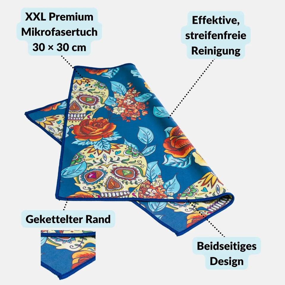 Premium-Mikrofasertuch groß 30x30 cm mit Design für Brille Bildschirm Glas - Kamera & Foto > Kamerazubehör