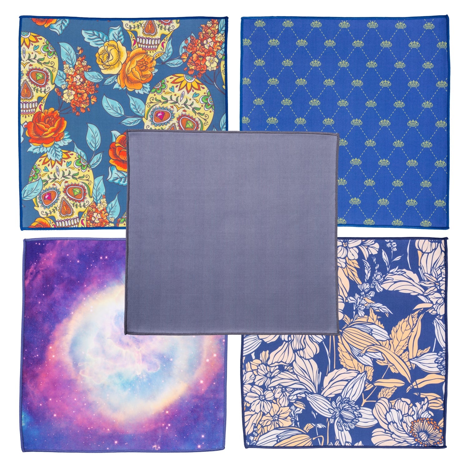 Premium-Mikrofasertuch groß 30x30 cm mit Design für Brille Bildschirm Glas - 5er-Set - Kamera & Foto > Kamerazubehör >