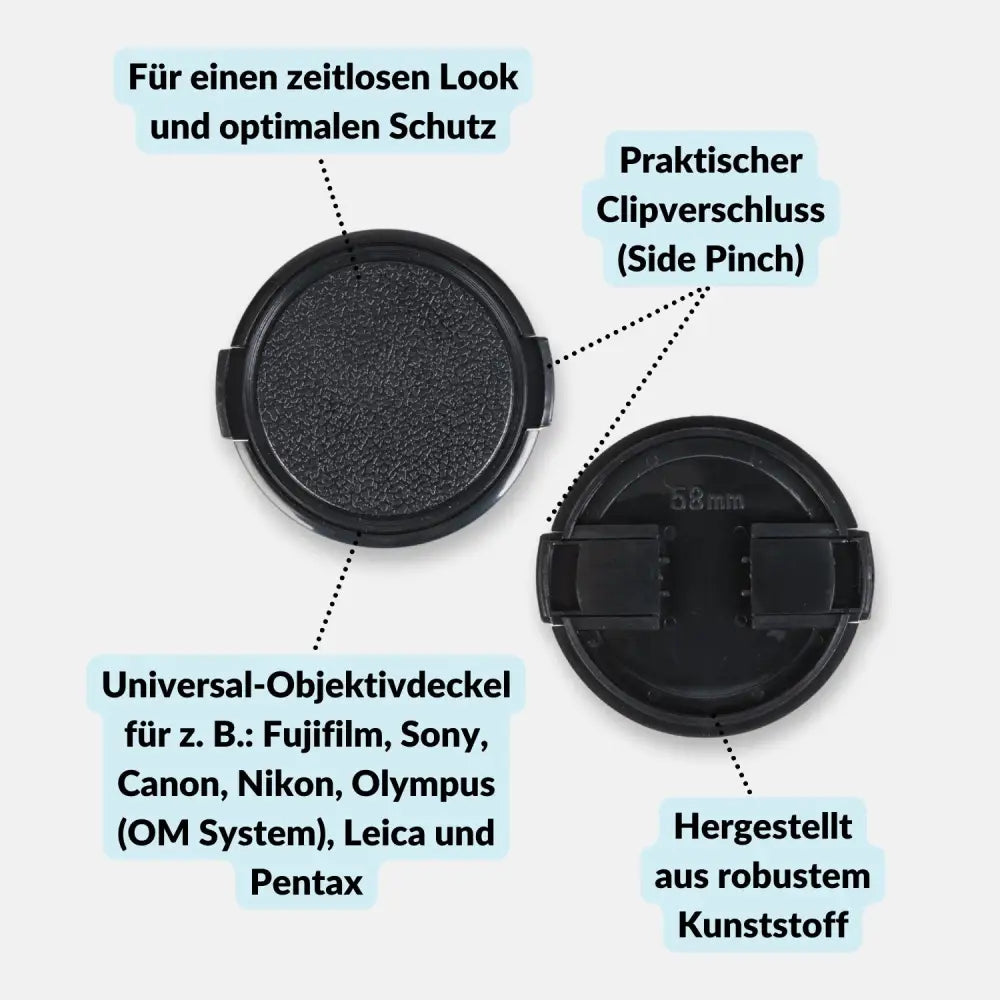Retro Objektivdeckel - Ersatzdeckel für Sony Nikon Canon Fuji - Kamera & Foto > Kamerazubehör > Objektivzubehör >