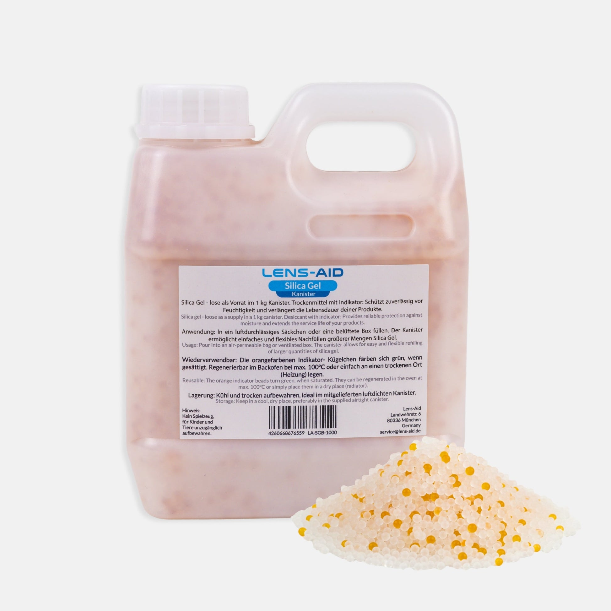 Silica Gel 1kg/2kg – Regenerierbares Trockenmittel mit Farbindikator (Orange/Grün) - 1000g