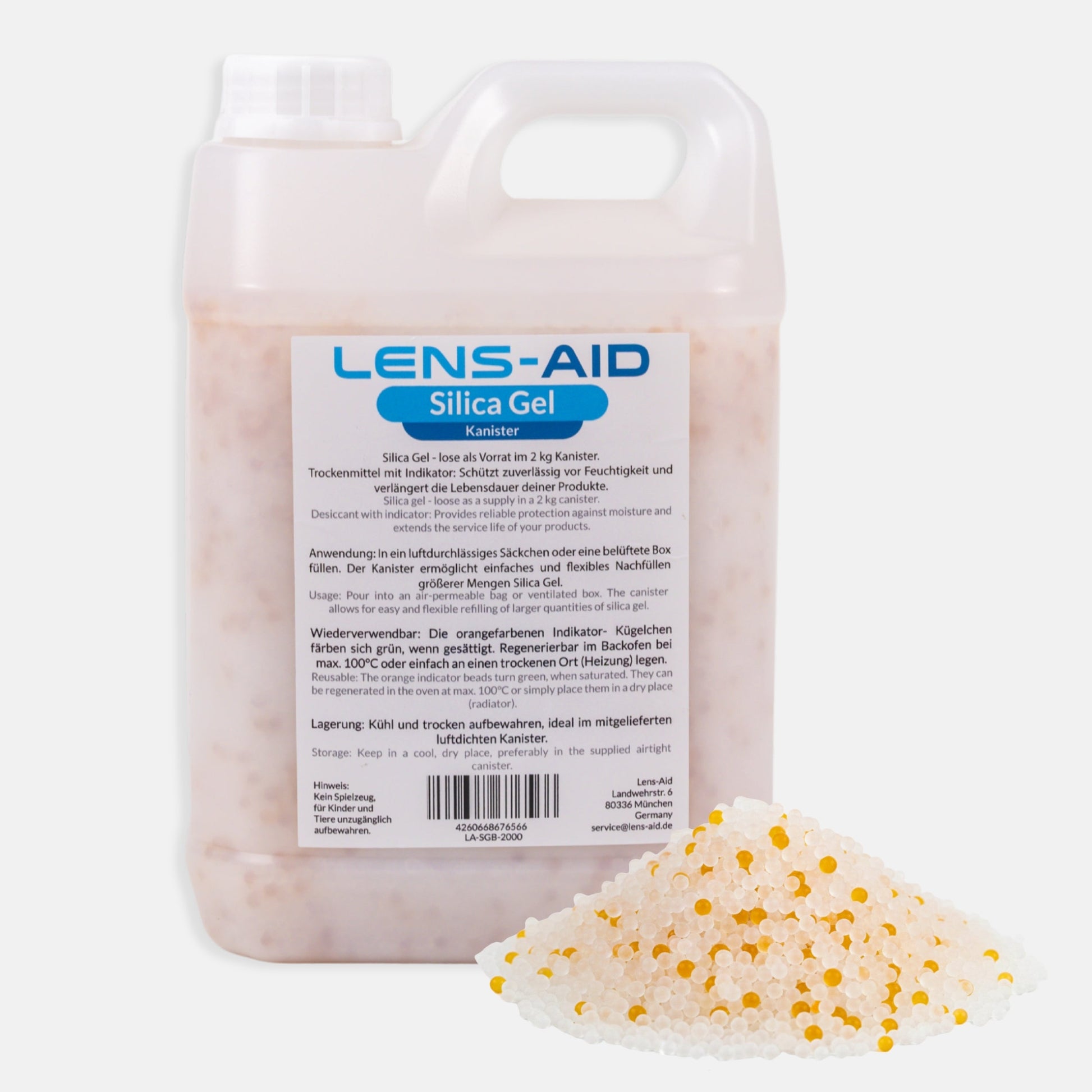 Silica Gel 1kg/2kg – Regenerierbares Trockenmittel mit Farbindikator (Orange/Grün) - 2000 kg