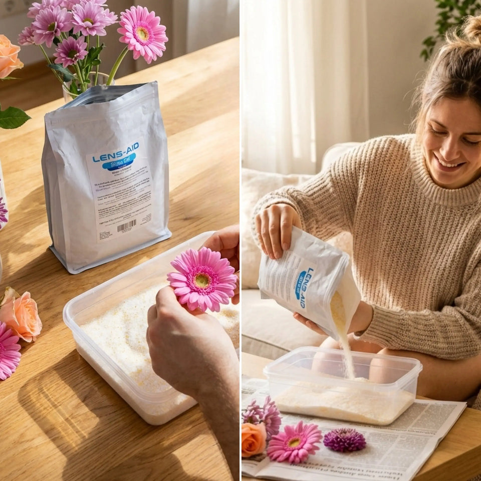 Silica Gel zum Blumen trocknen - feines Pulver mit Farbindikator
