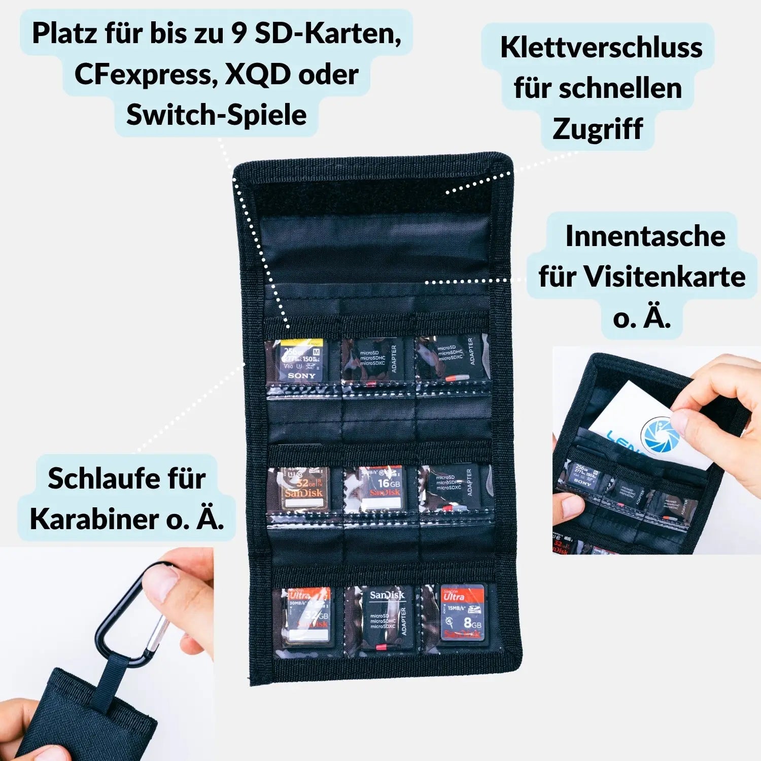 Speicherkarten-Tasche: Leichtes Etui für SD XQD CF Express Karten - Elektronik > Elektronikzubehör Speicherkarten