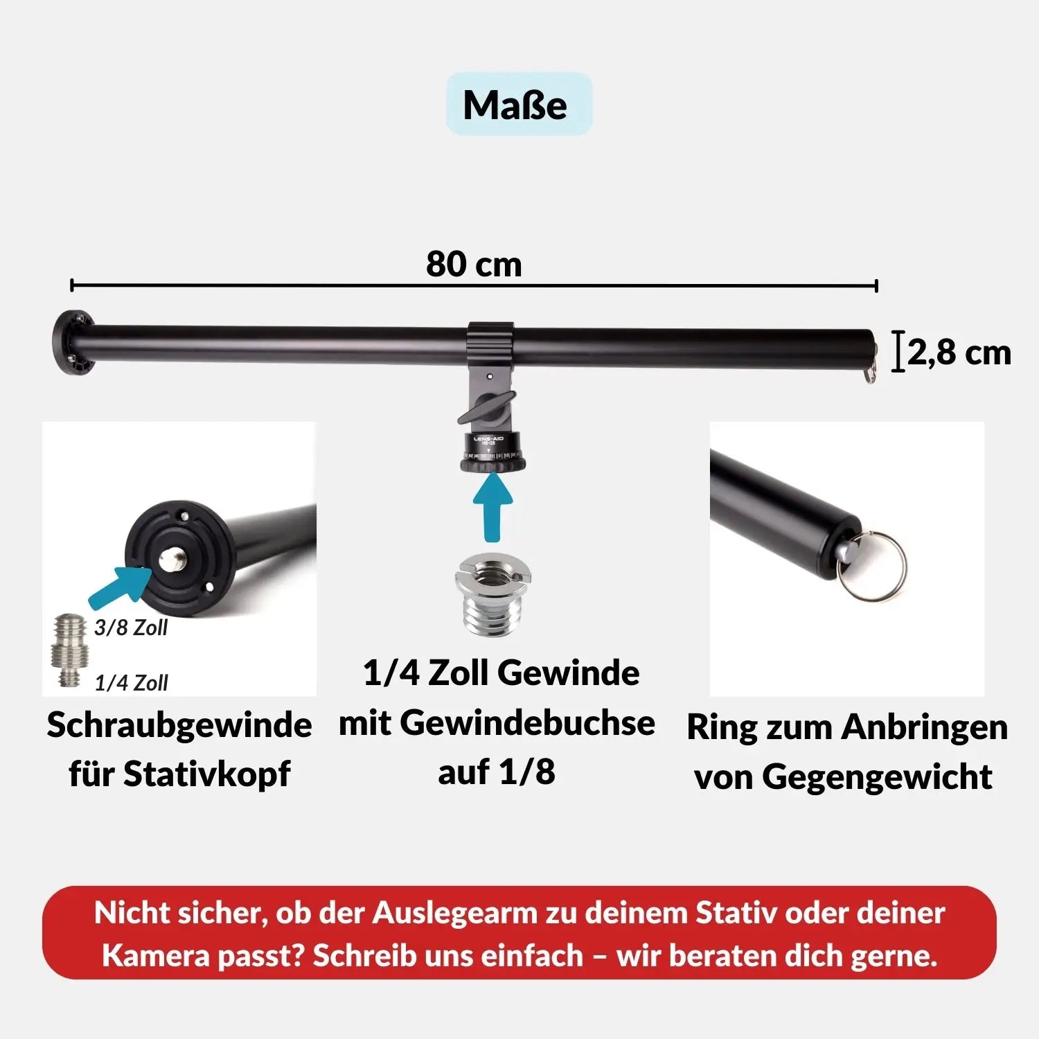 Stativ-Ausleger 58 cm - Auslegearm für Studio- & Flatlay-Fotografie - Kamera Foto > Fotostudio-Ausrüstung