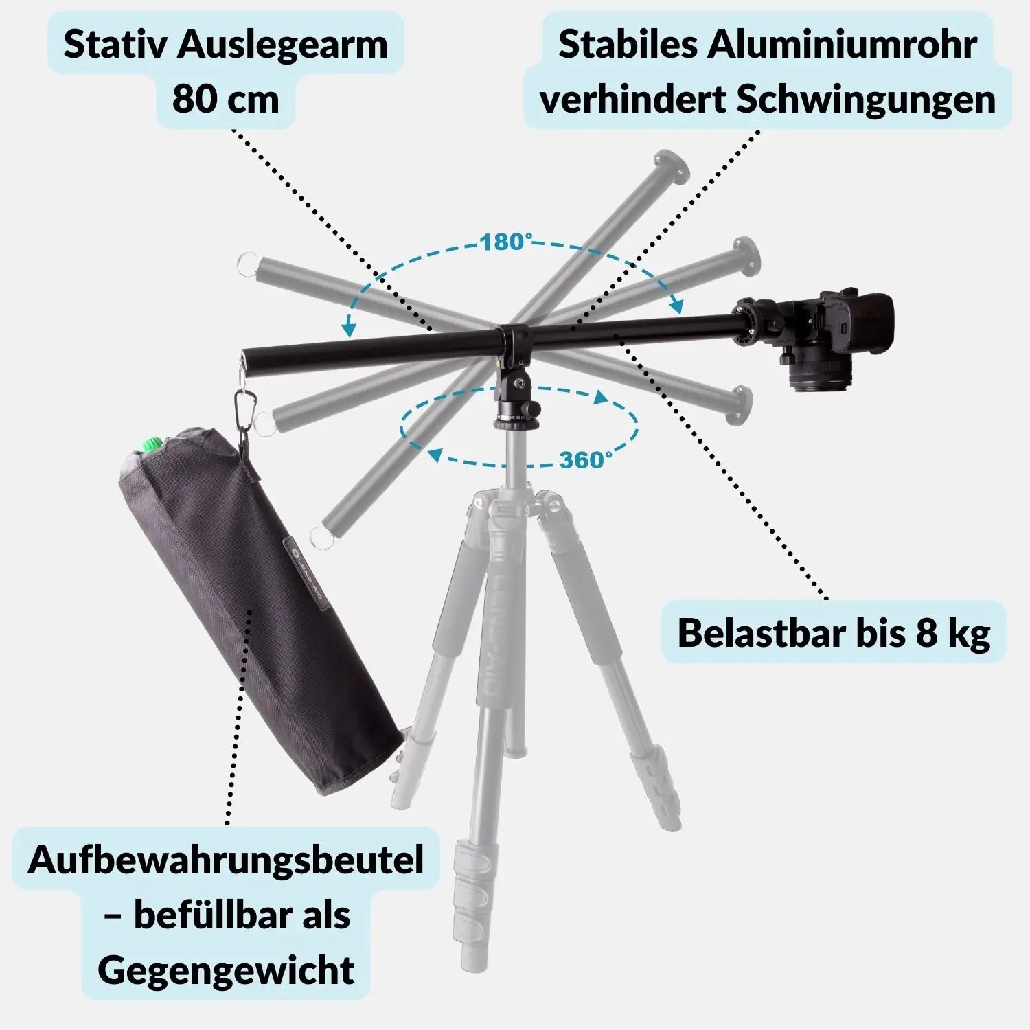Stativ-Ausleger 58 cm - Auslegearm für Studio- & Flatlay-Fotografie - Kamera Foto > Fotostudio-Ausrüstung