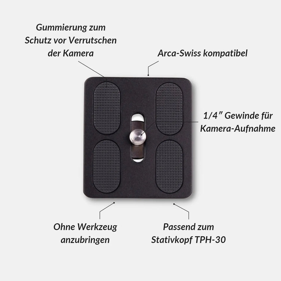 Stativ-Schnellwechselplatte (55mm) TPH-30 zum Nachrüsten - Kamera & Foto > Stative Einbeinstative Stativzubehör