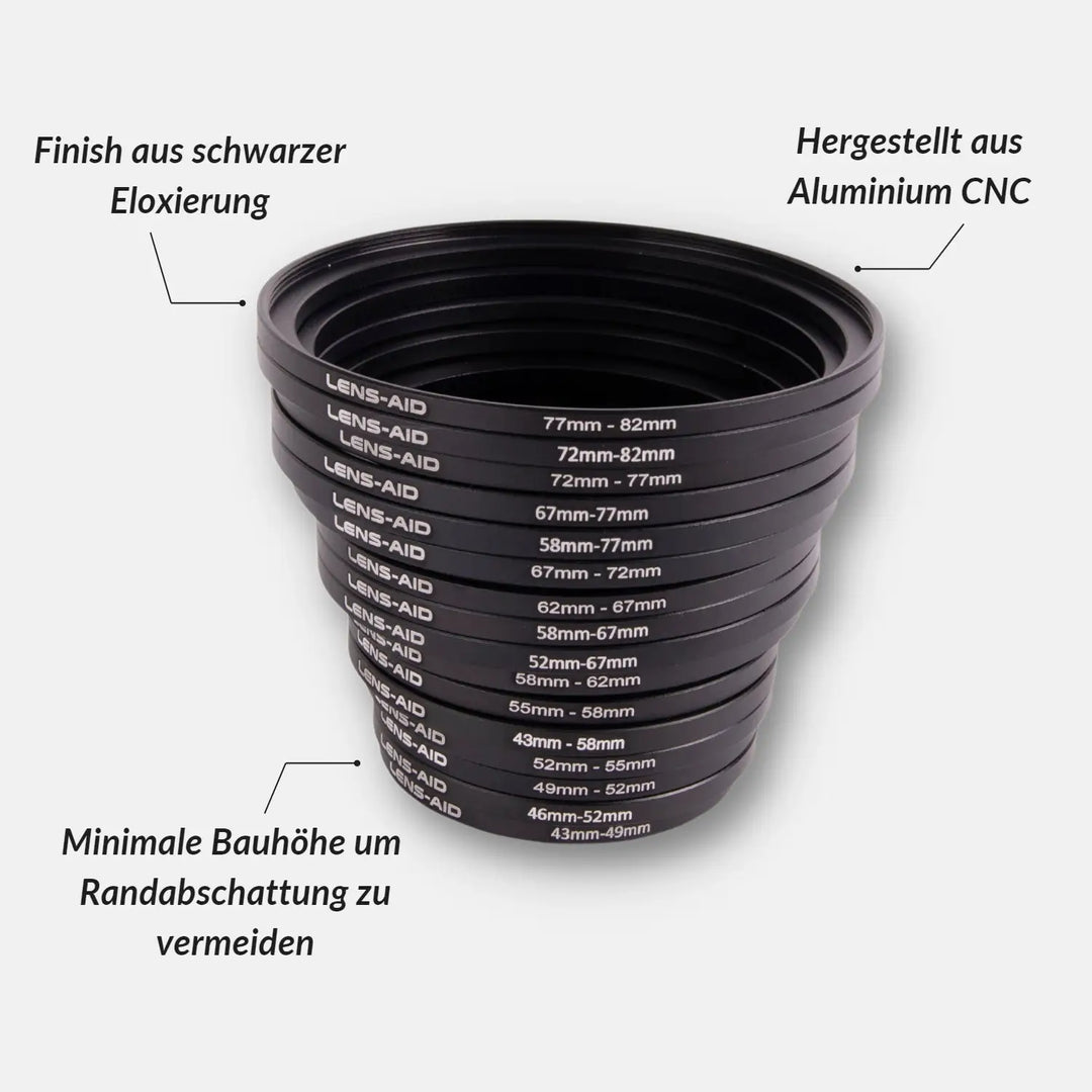 82mm-77mm Step Down Ring [82mm Lens naar 77mm Filter], FANZR Camera Lens Filter Adapter Ring Lens, Premium Aluminium (2 Pack
