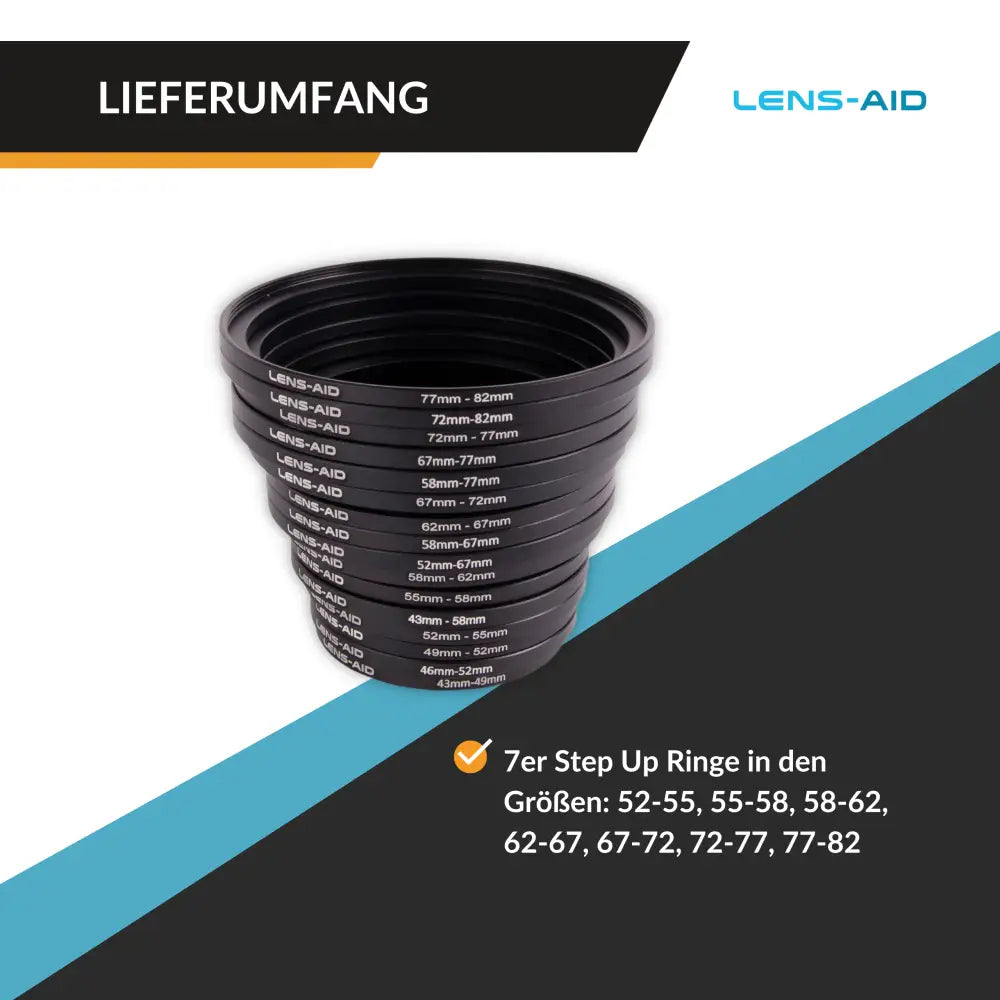 Step Up Ring aus Metall als Adapter für Kamerafilter/Objektive