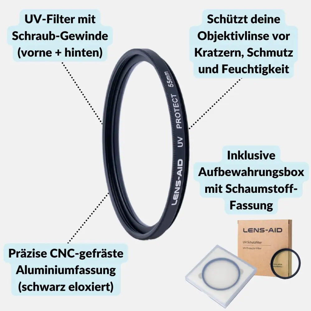 UV-Filter – Hochwertiger Schutzfilter für Objektive (49–82mm) - Kamera & Foto > Kamerazubehör > Objektivzubehör >