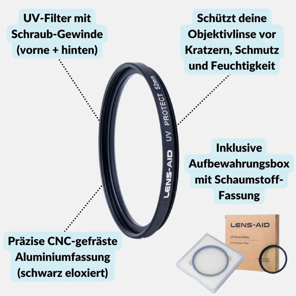 UV-Filter – Hochwertiger Schutzfilter für Objektive (49–82mm) - Kamera & Foto > Kamerazubehör > Objektivzubehör >