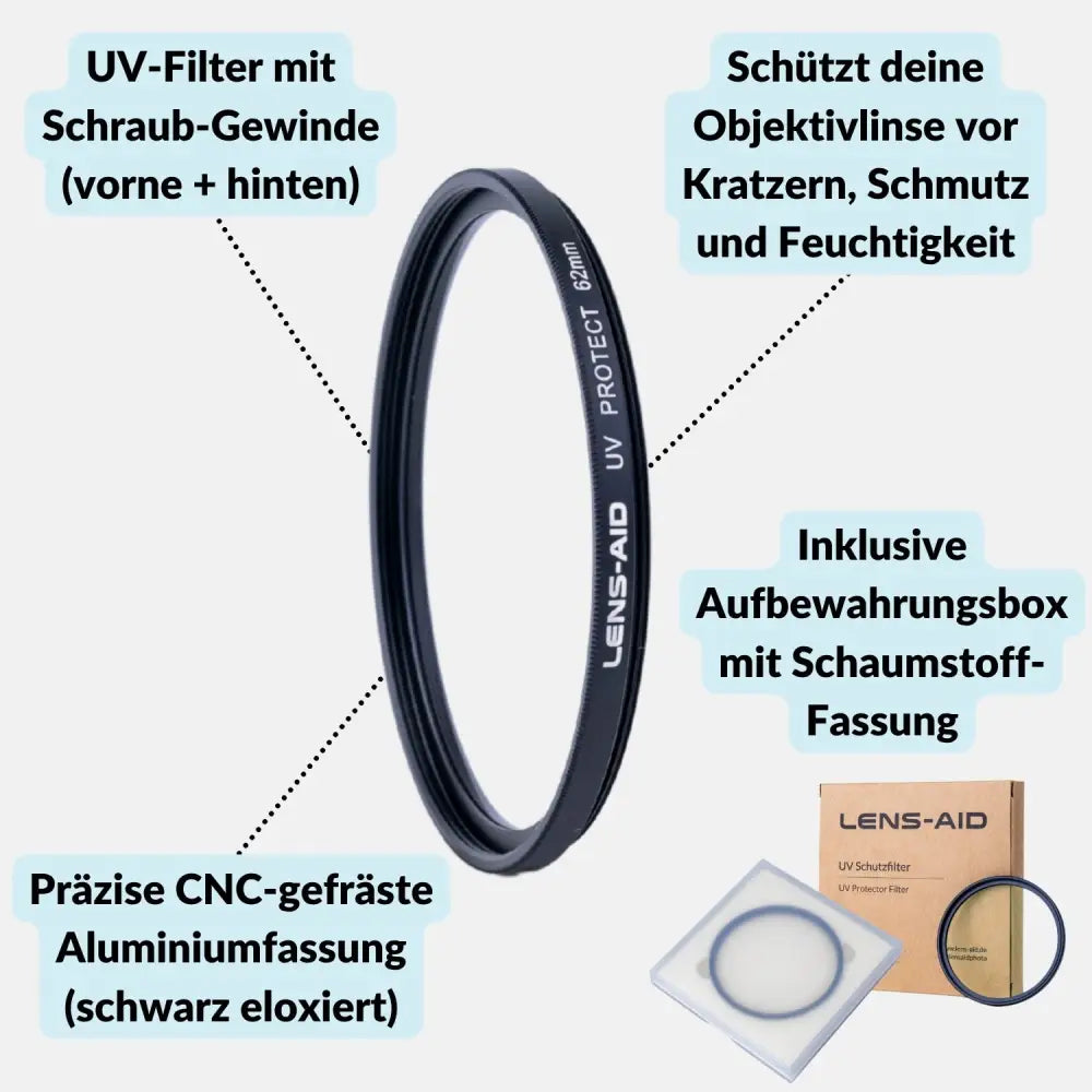 UV-Filter – Hochwertiger Schutzfilter für Objektive (49–82mm) - Kamera & Foto > Kamerazubehör > Objektivzubehör >