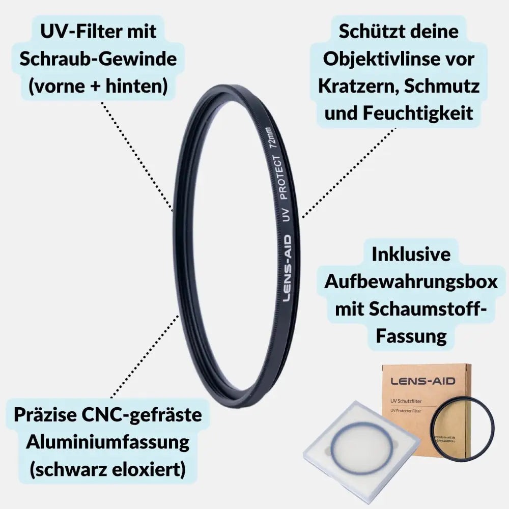 UV-Filter – Hochwertiger Schutzfilter für Objektive (49–82mm) - Kamera & Foto > Kamerazubehör > Objektivzubehör >