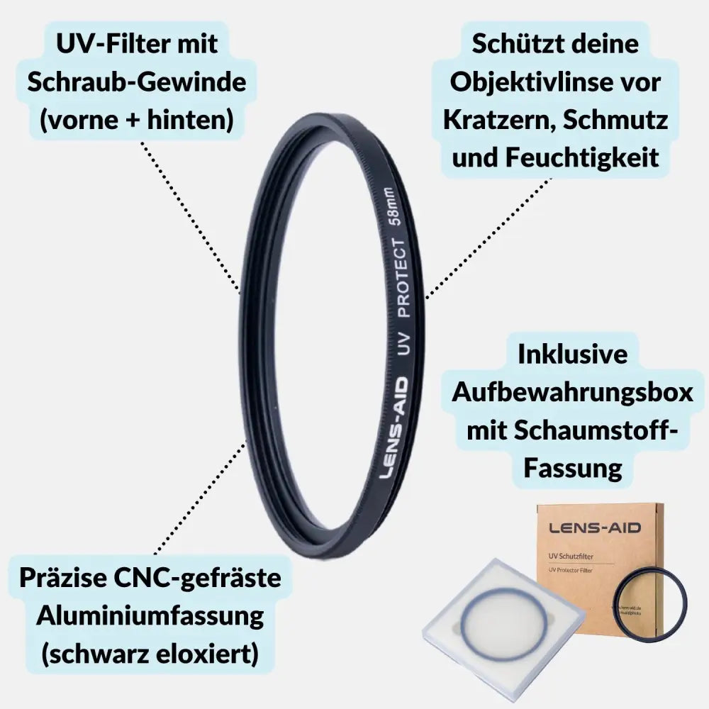 UV-Filter – Hochwertiger Schutzfilter für Objektive (49–82mm) - Kamera & Foto > Kamerazubehör > Objektivzubehör >