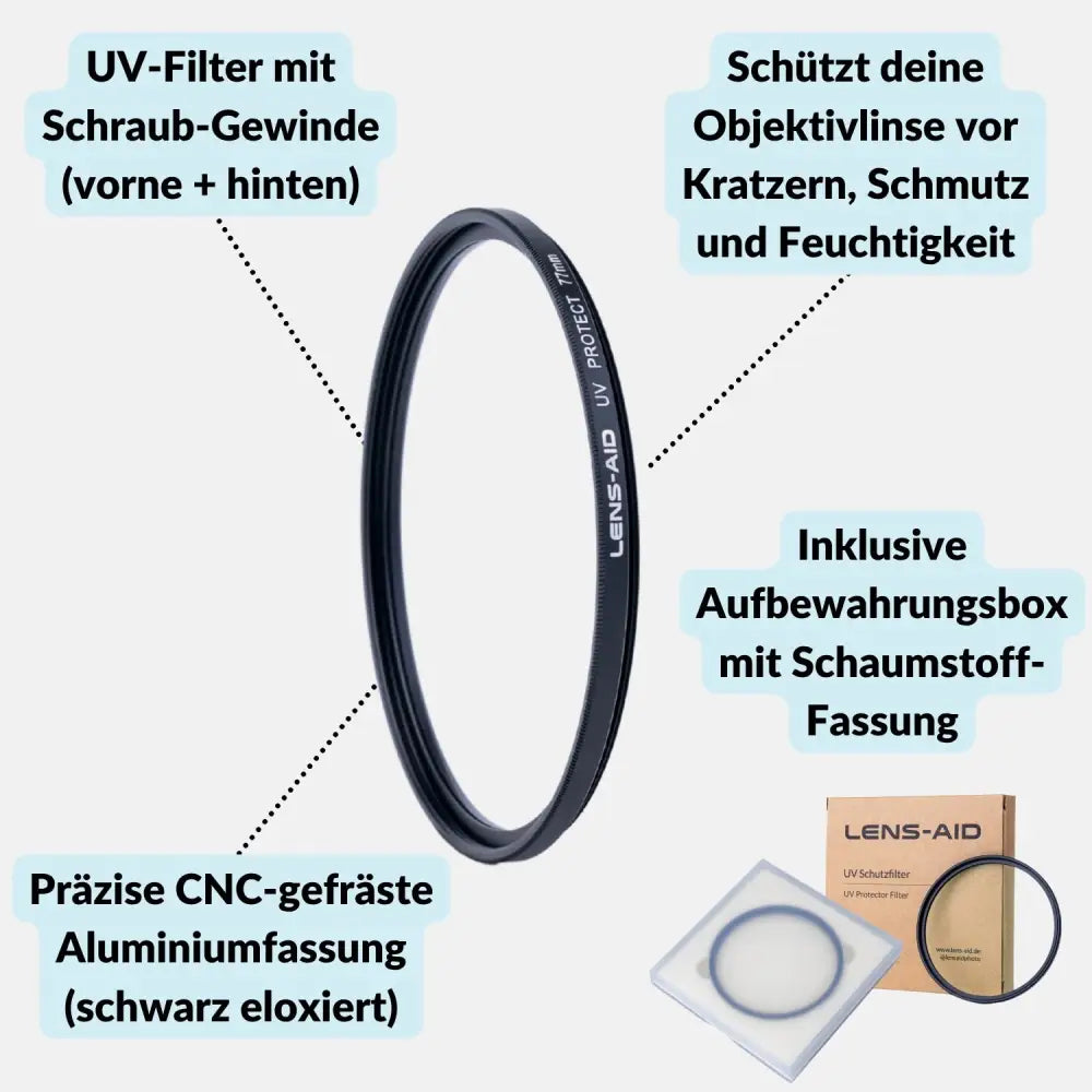 UV-Filter – Hochwertiger Schutzfilter für Objektive (49–82mm) - Kamera & Foto > Kamerazubehör > Objektivzubehör >