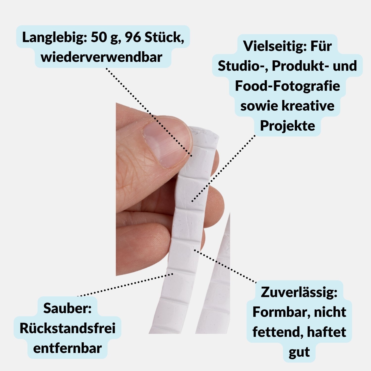 Weiße Klebeknete (96 Stk.) wiederverwendbar & rückstandsfrei ablösbar