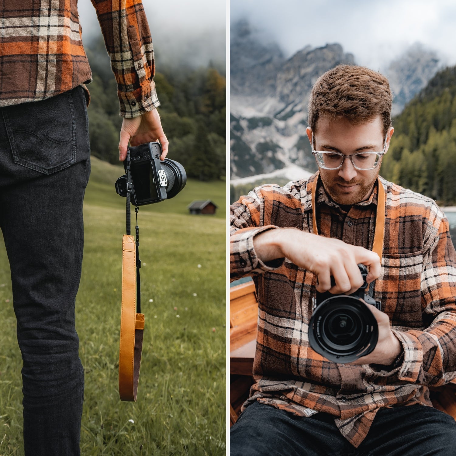 Kameragurt in Leder-Optik: Vintage-Schultergurt aus Kunstleder