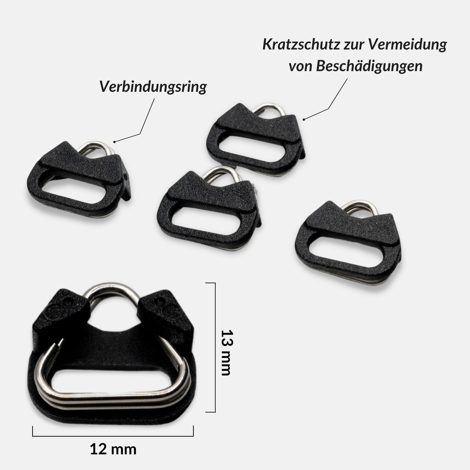 4er Set Verbindungsringe (dreieckig) für Gurte und Schlaufen