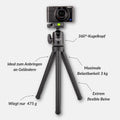 Stativ mit flexiblen Beinen und 360° Kugelkopf für Smartphone, DSLR, Actioncam