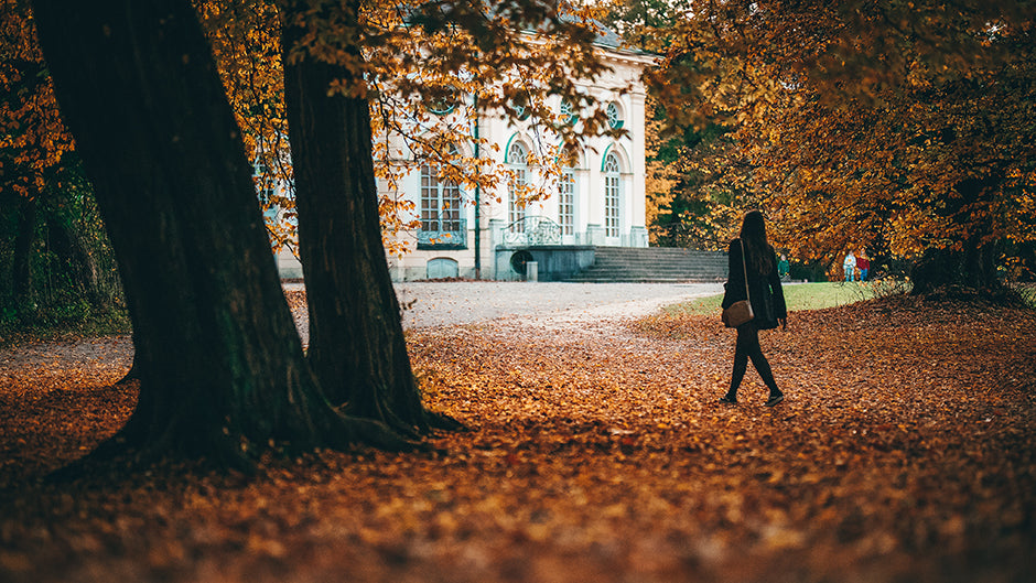 Ein Herbsttag im Park von Schloss Nymphenburg bei München