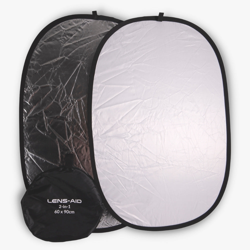2-in-1 Faltreflektor (60x90cm) mit Tasche fürs Fotostudio & Outdoor
