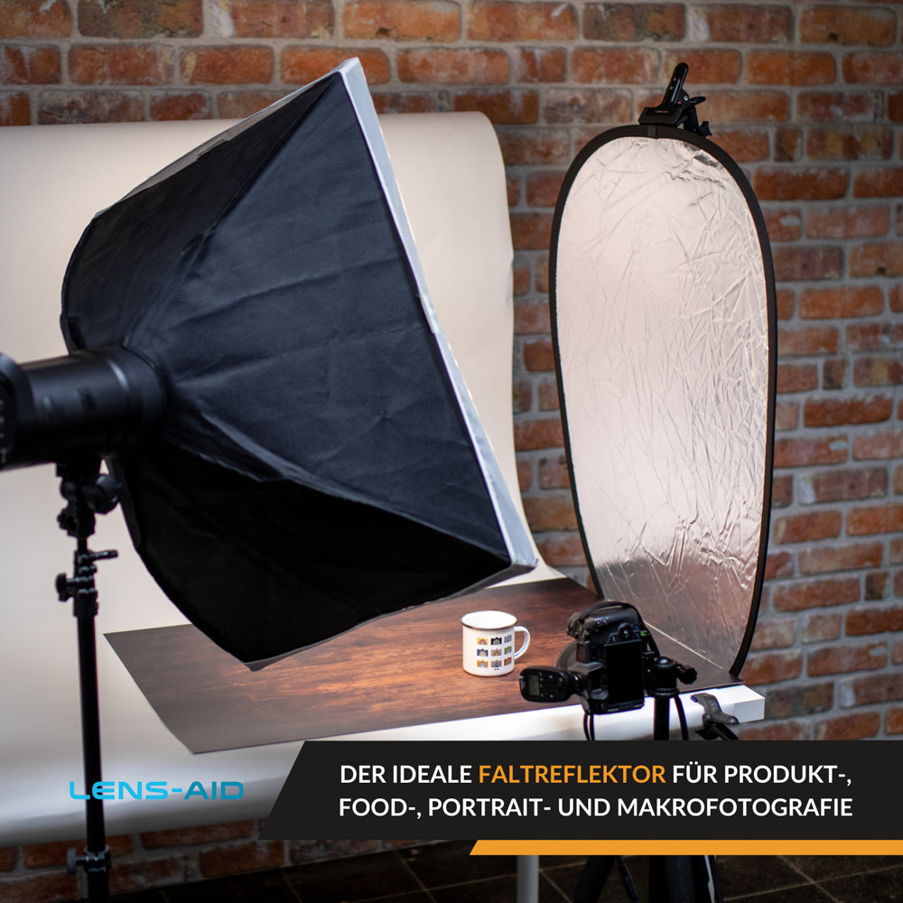 Faltreflektor gross Lichtreflektor Studiofotografie Outdoor 3 - Faltreflektor (60x90cm) + Reflektorklemme im Set