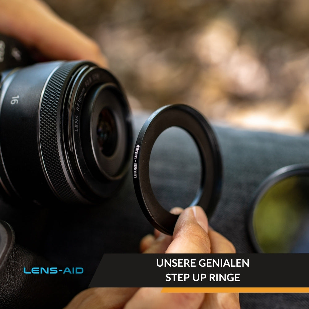 Lens Aid Step Up Ringe Objektive Filter 1 - Step Up Ring aus Metall als Adapter für Kamerafilter/Objektive